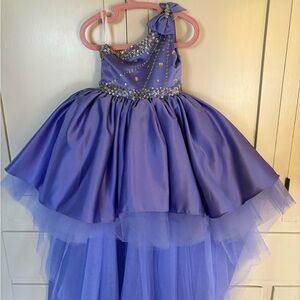 Girls Purple One-Shoulder Formal Dress with Embellished Bodice